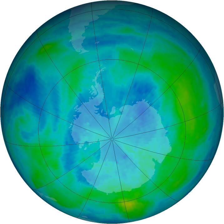 Antarctic ozone map for 27 March 2004